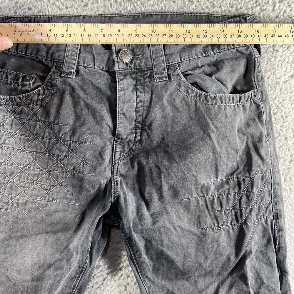 True Religion Dean Slim Relaxed Geo Quilted Pants Grey 32x32 READ